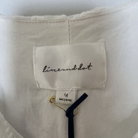 Line And Dot White Textured Tiered Summer Dress Size Medium New - Picture 5 of 5